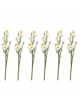 Artificial Daisy Spray Stems Set of 6 White Yellow Daisies Farmhouse Decor
